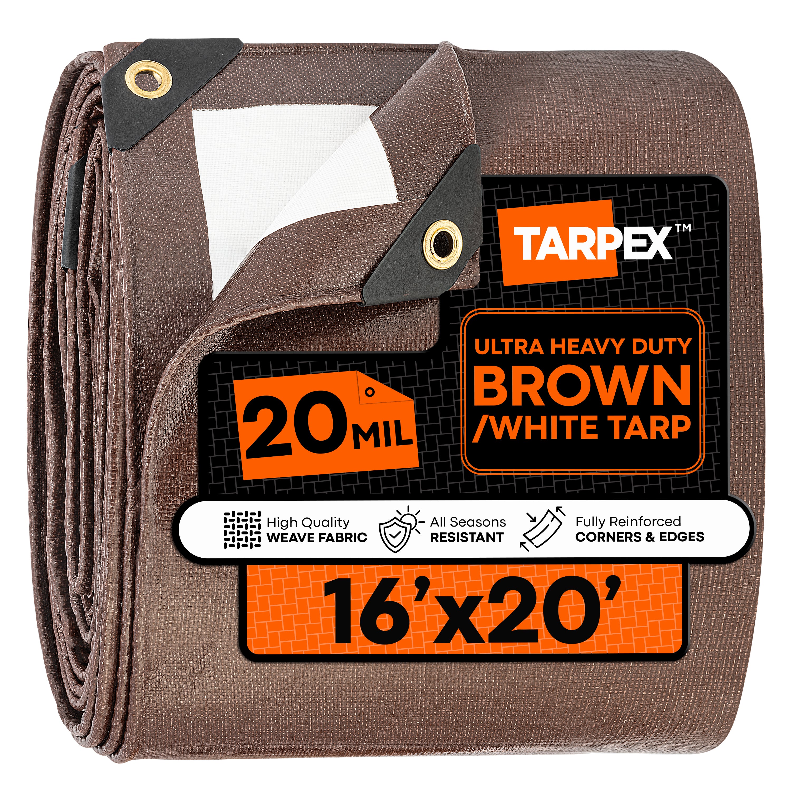 TARPEX - 20 Mil Ultra Heavy Duty Brown/White Poly Tarps