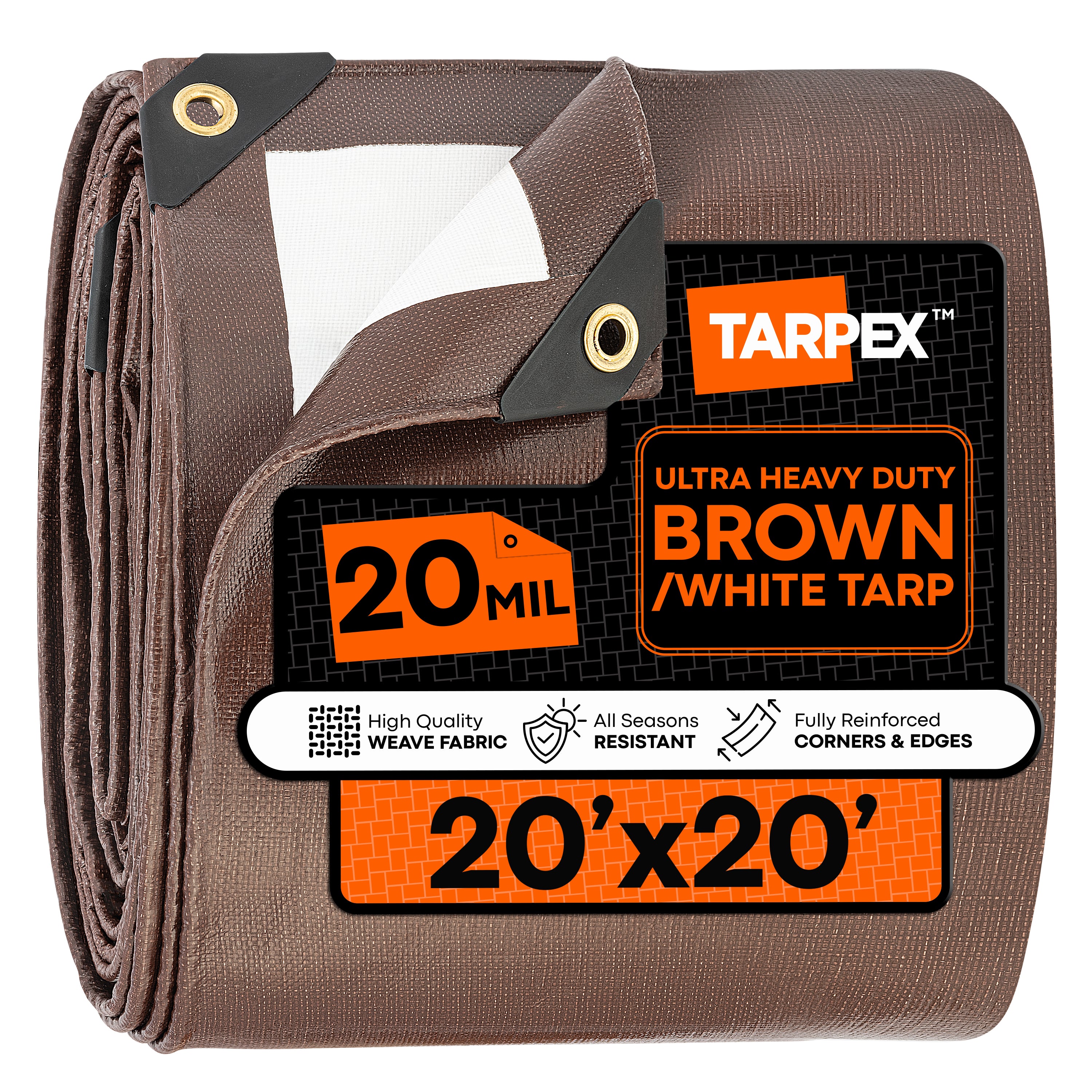 TARPEX - 20 Mil Ultra Heavy Duty Brown/White Poly Tarps