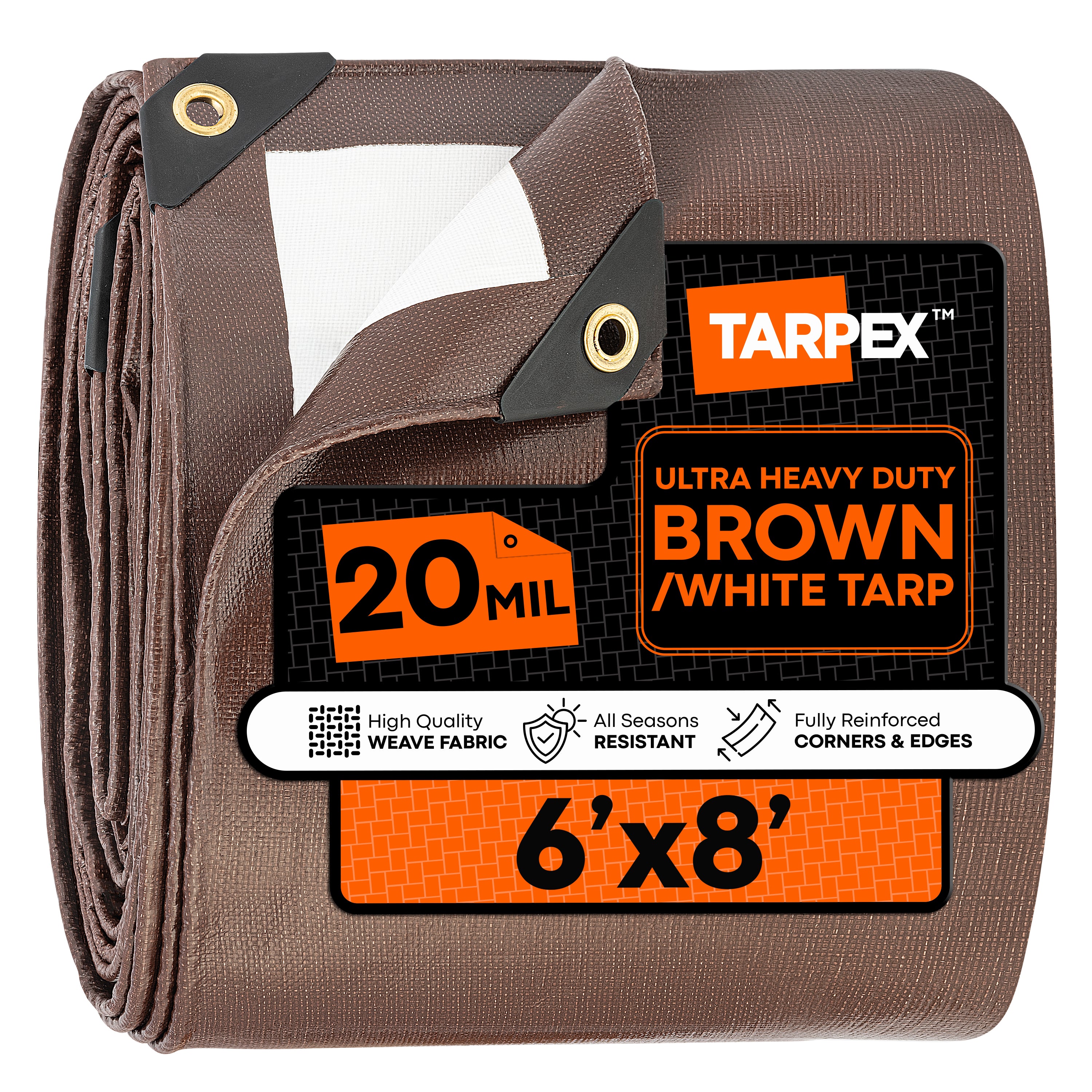 TARPEX - 20 Mil Ultra Heavy Duty Brown/White Poly Tarps