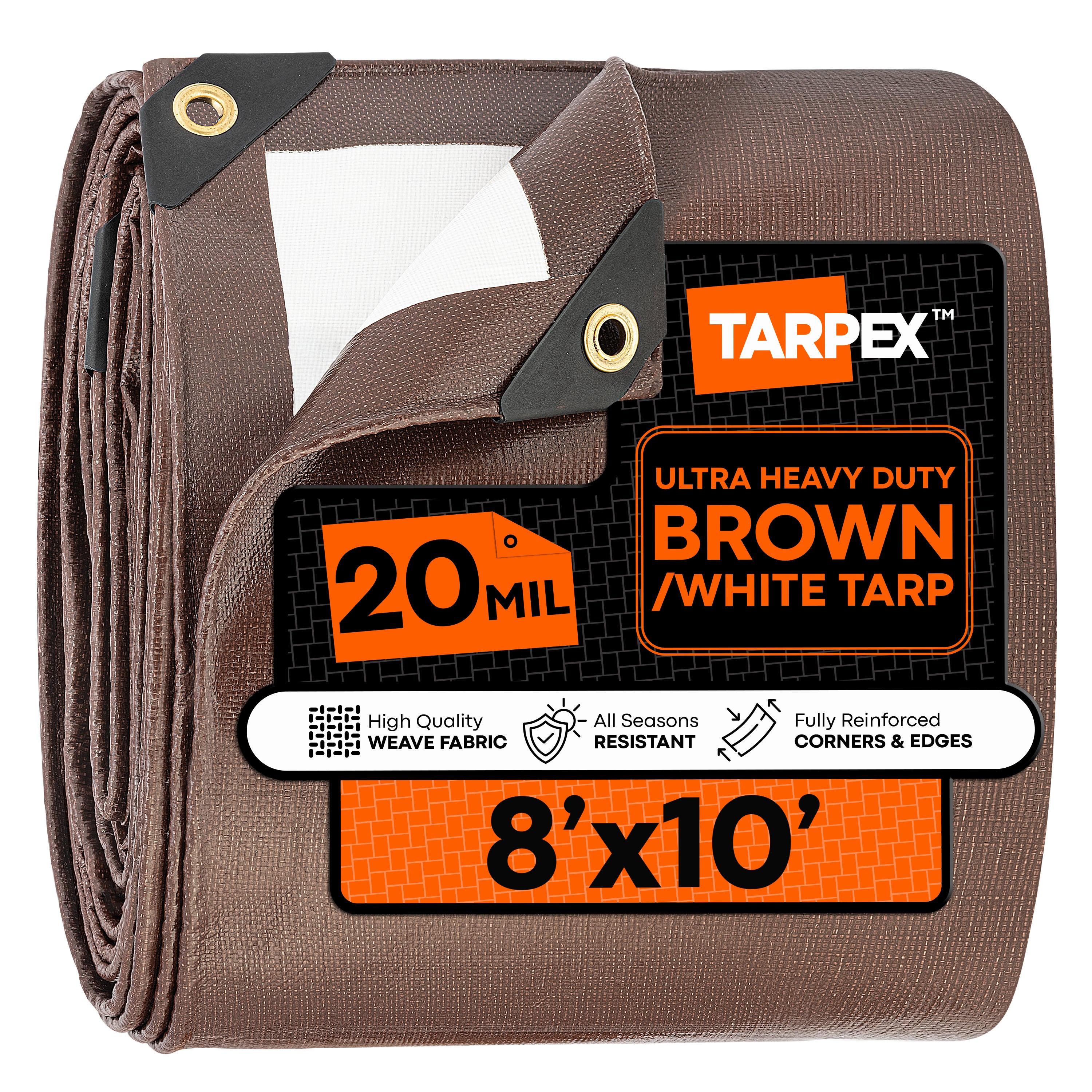 TARPEX - 20 Mil Ultra Heavy Duty Brown/White Poly Tarps