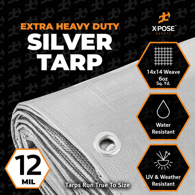12 Mil Silver Extra Heavy Duty Poly Tarps
