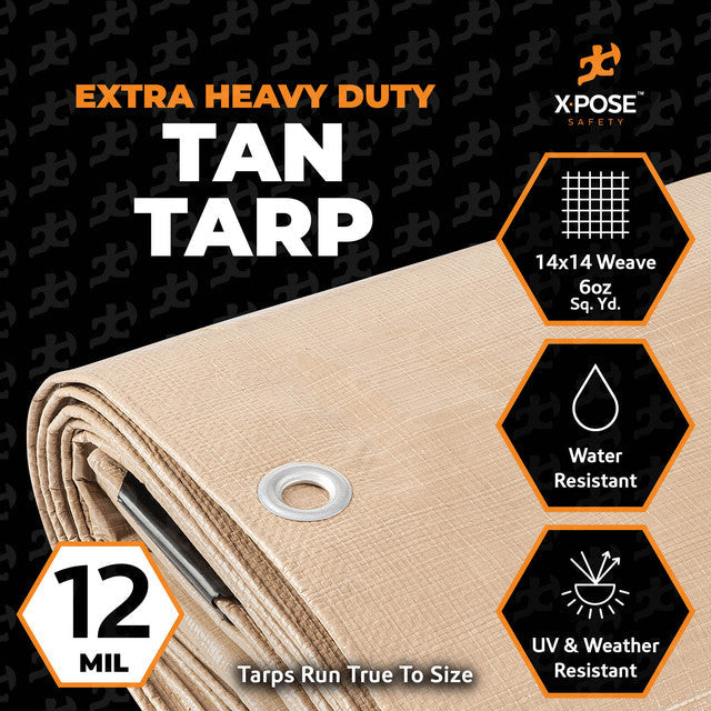 12 Mil Tan Extra Heavy Duty Poly Tarps