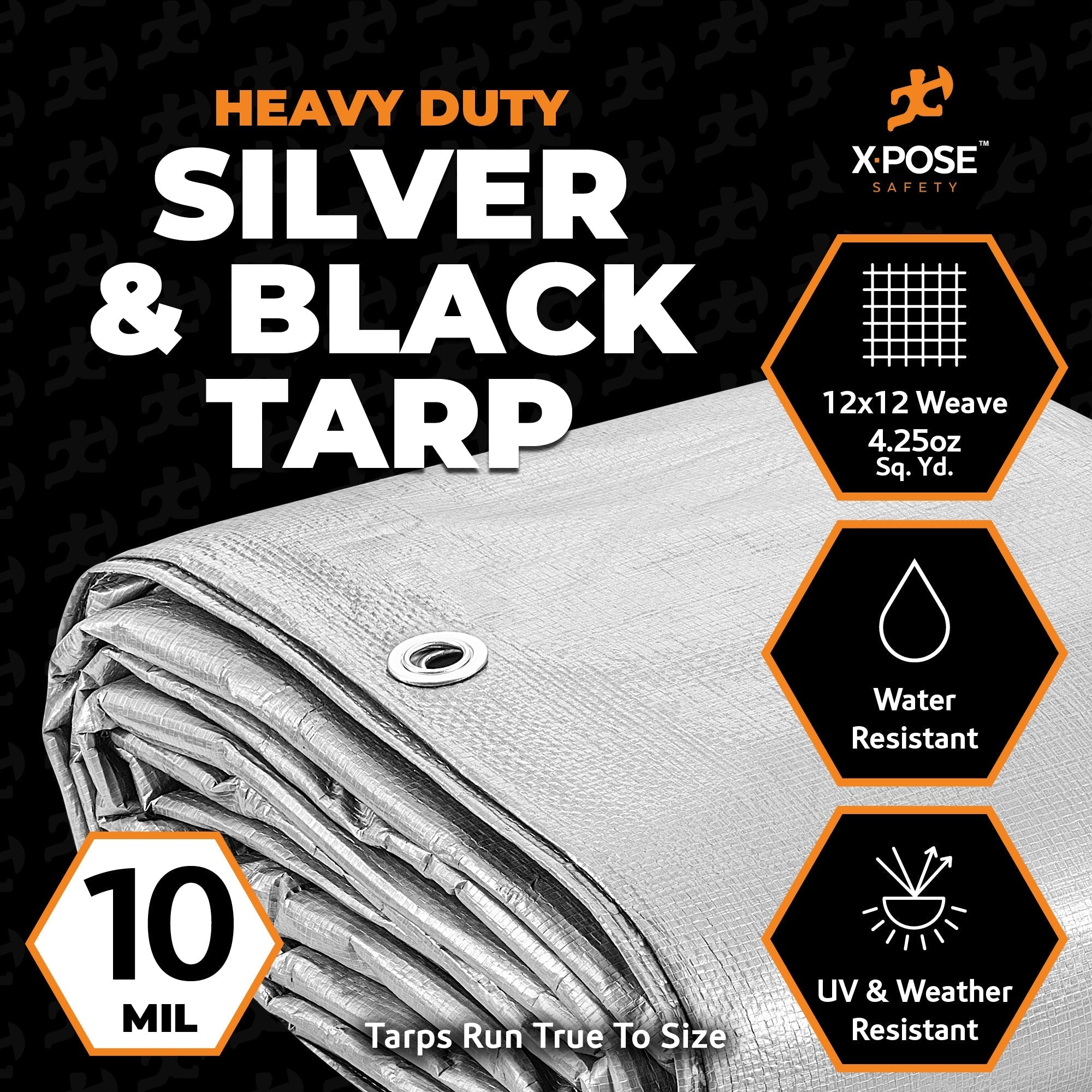 10 Mil Silver Black Heavy Duty Poly Tarps
