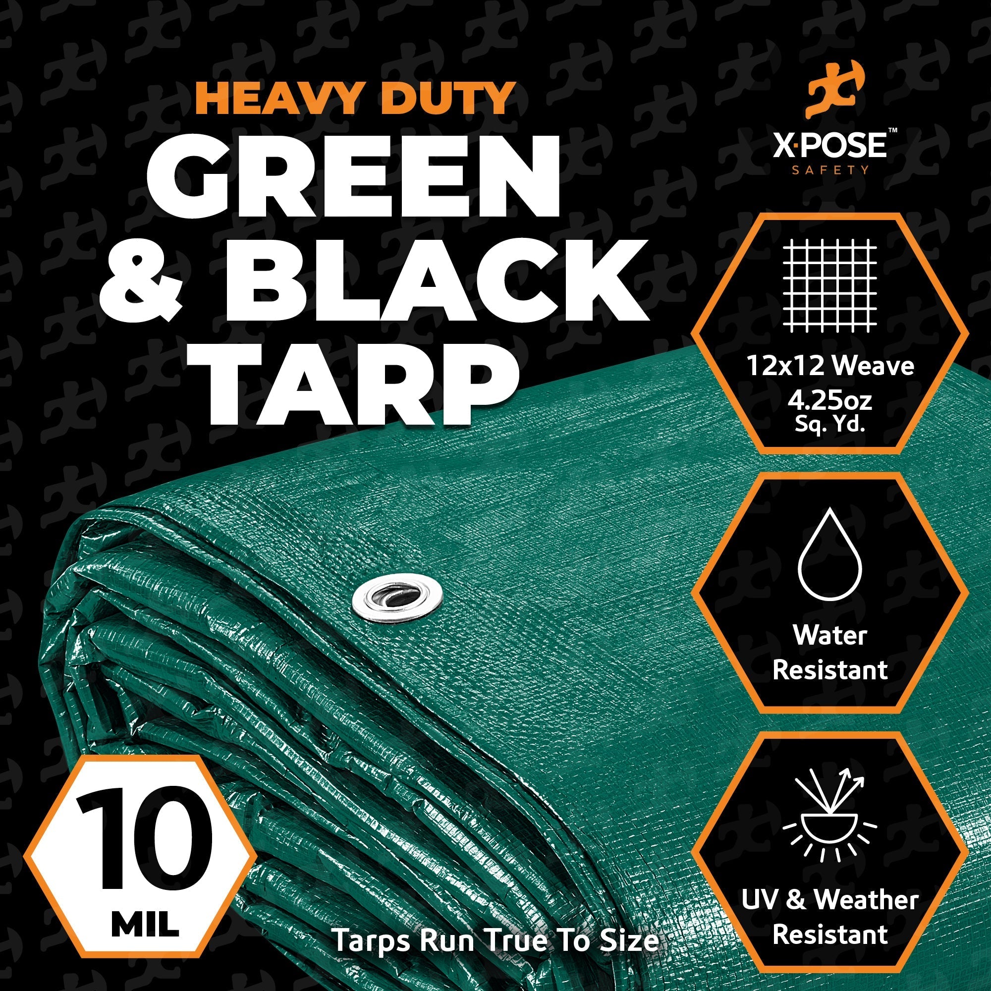 10 Mil Green Black Heavy Duty Poly Tarps