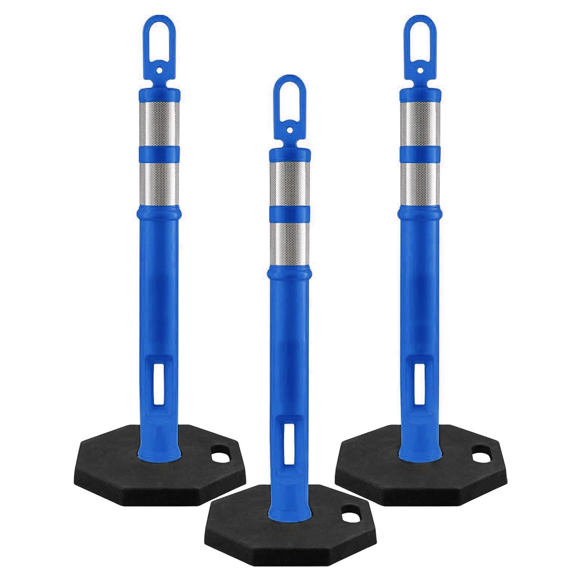 42" Ring Top Blue Delineator Post With Base