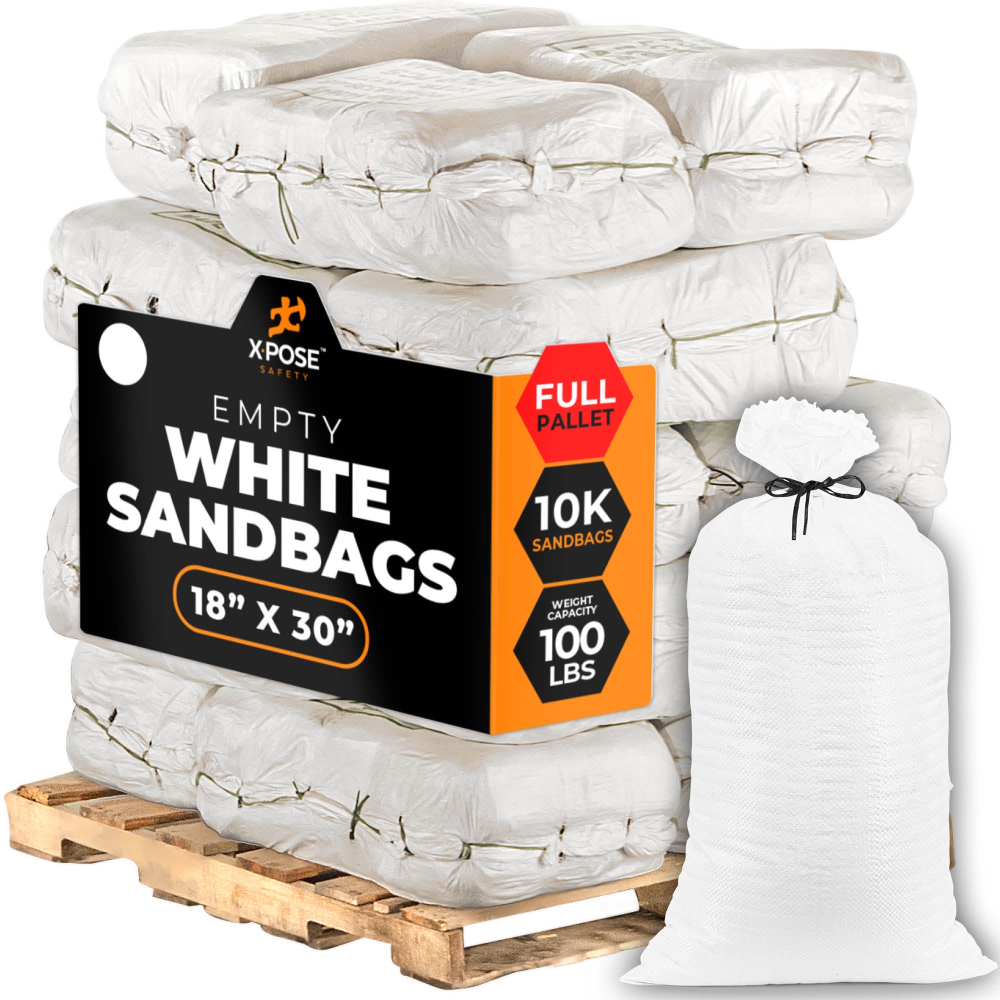 Woven Polypropylene Empty Sand Bags White 18" x 30"