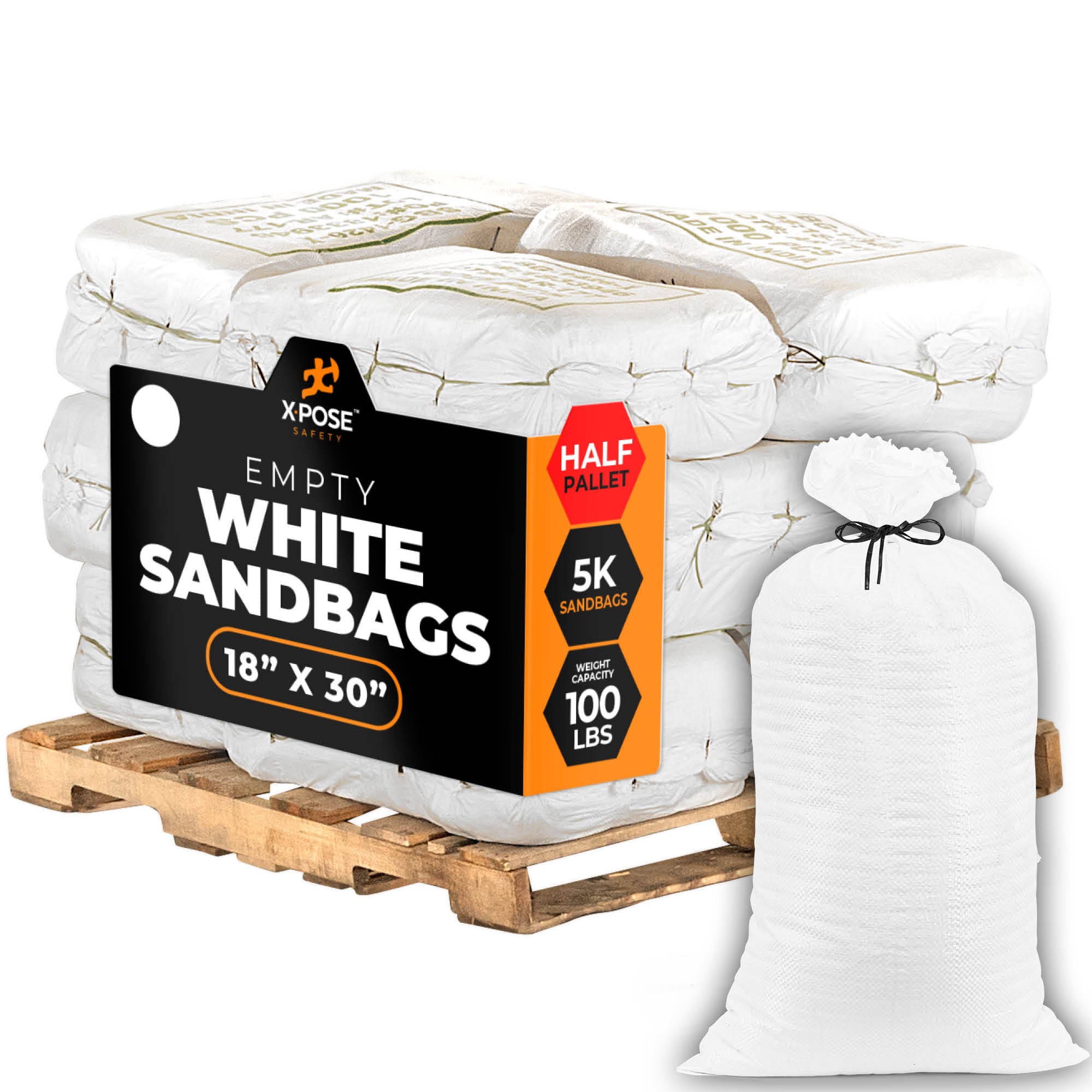 Woven Polypropylene Empty Sand Bags White 18" x 30"