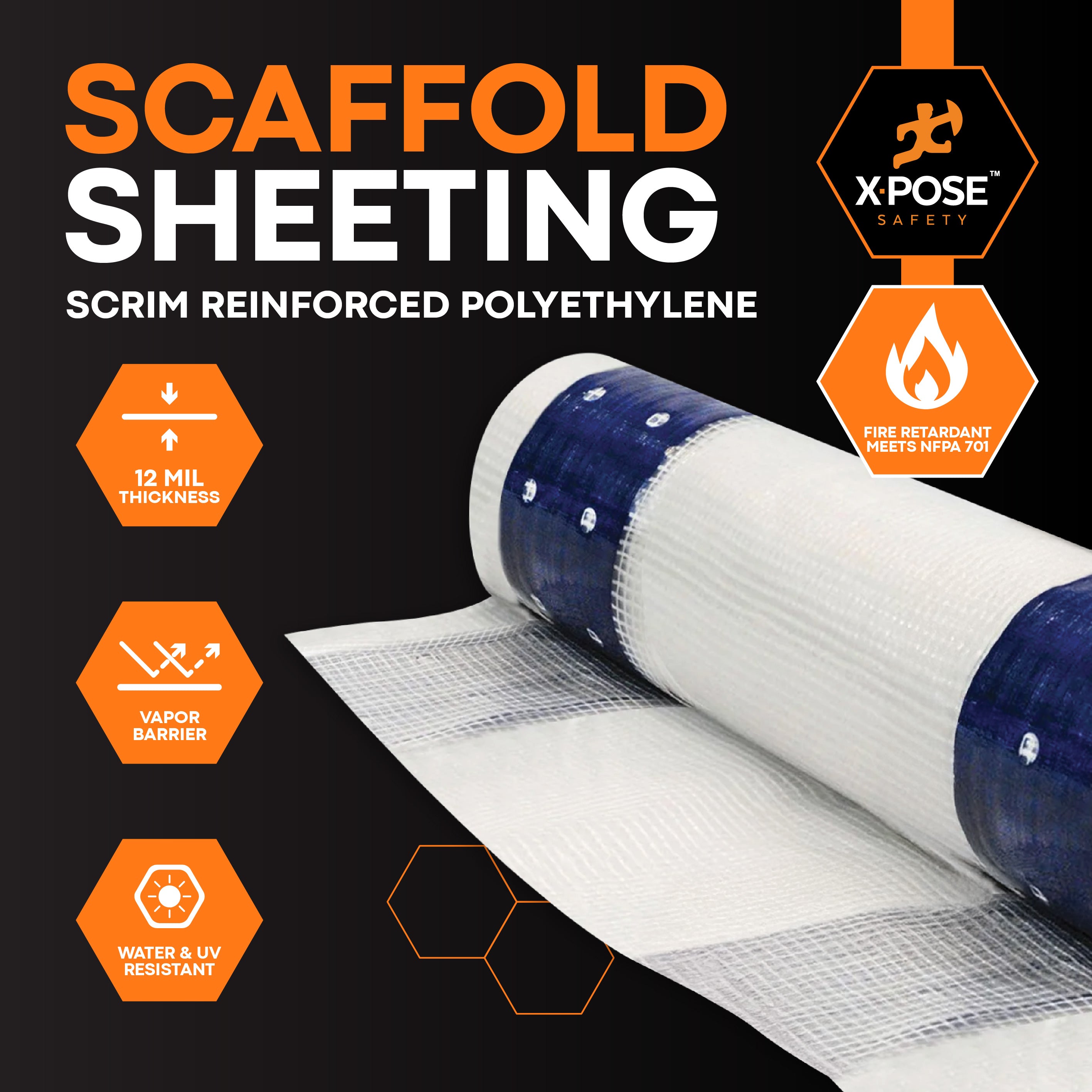 Fire Retardant Scaffold Sheeting White - 12 Mil