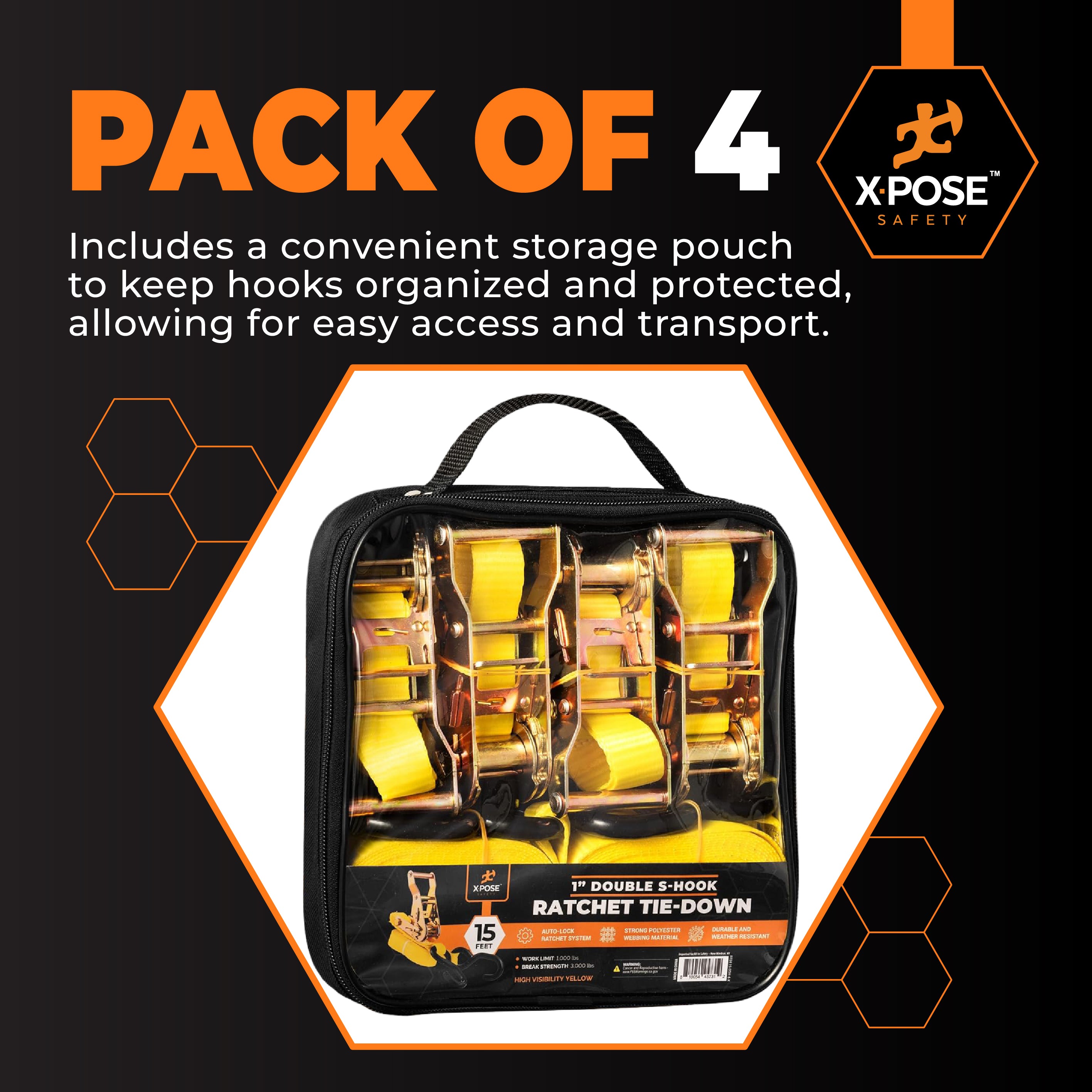 Heavy Duty Tie Down Ratchet Straps With Double S Hooks