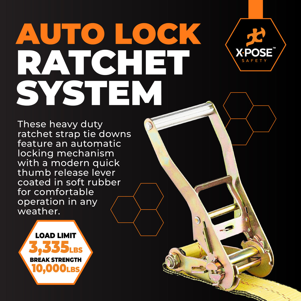 Heavy Duty Tie Down Ratchet Straps With Flat Hooks
