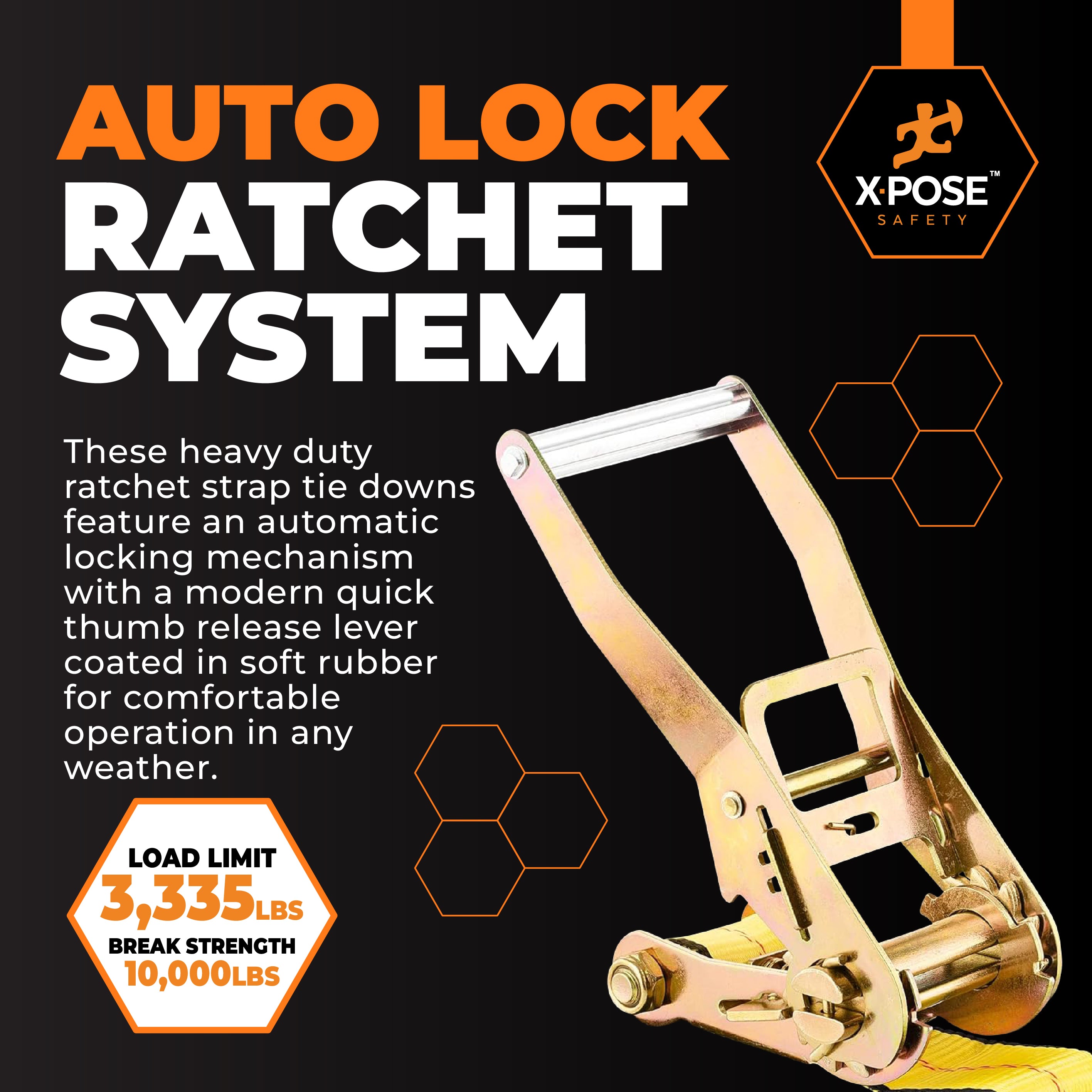 Heavy Duty Tie Down Ratchet Straps With Double J Hooks