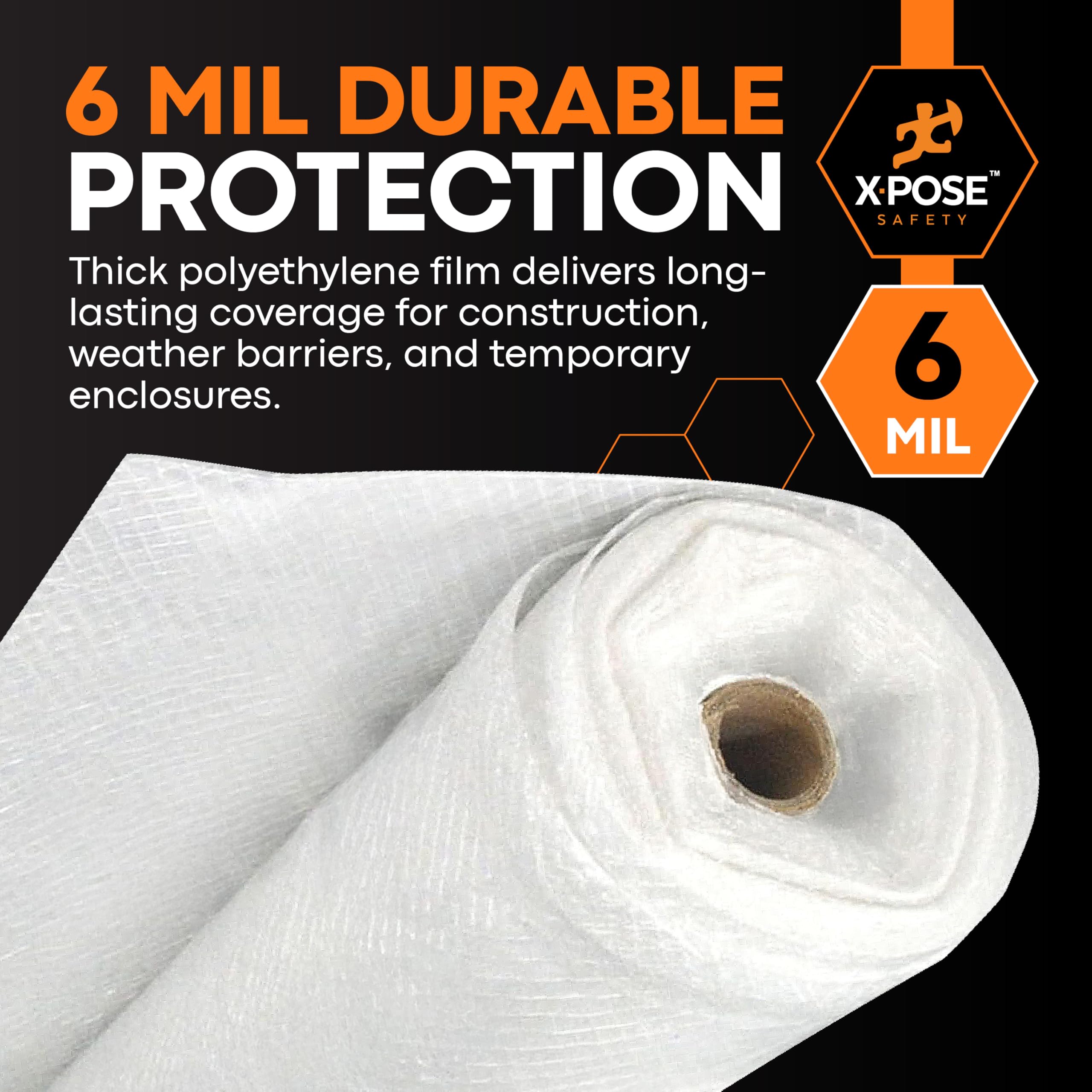 6 Mil White String Reinforced Poly Fire Retardant 20' x 100'
