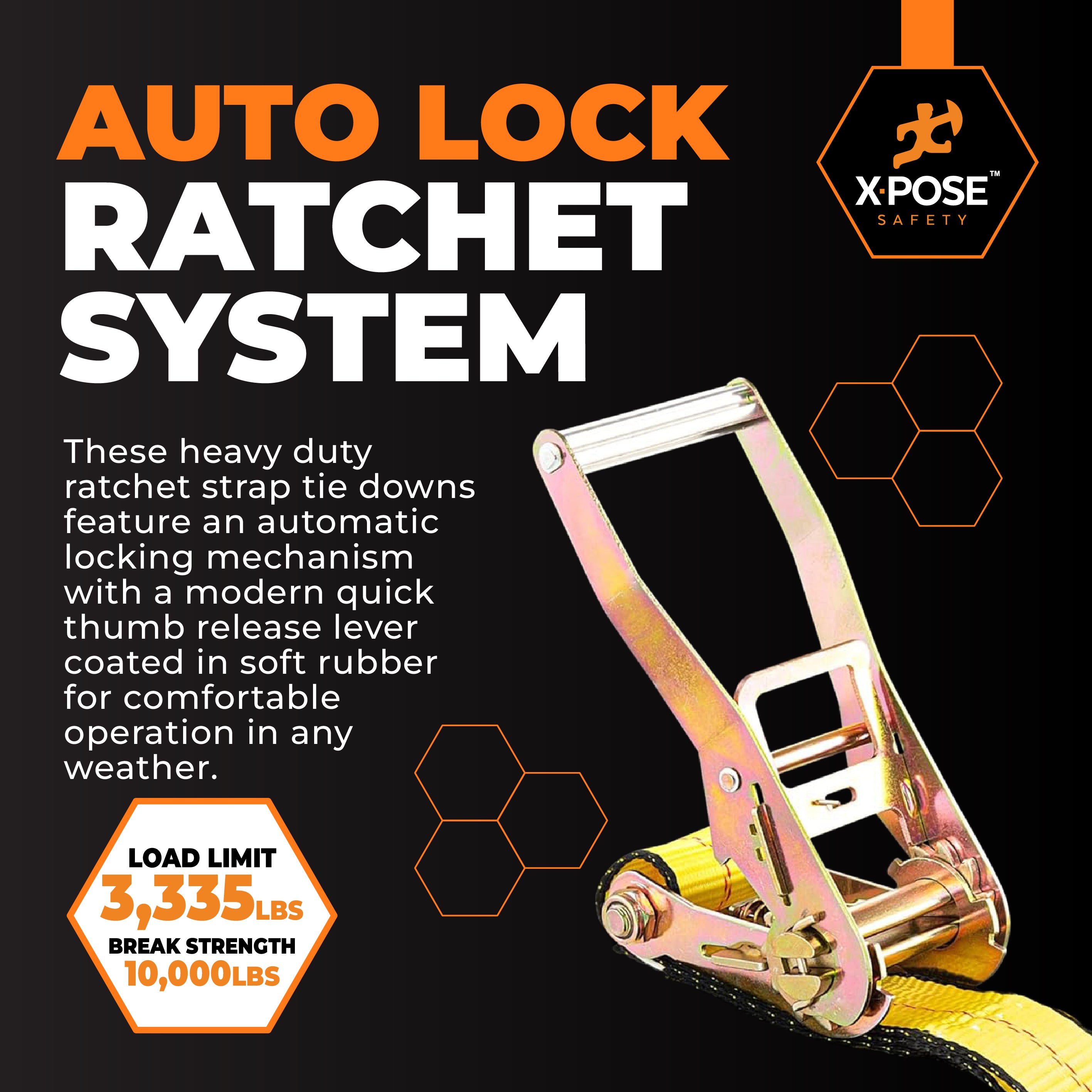 Heavy Duty Tie Down Ratchet Straps With Chain Grabs