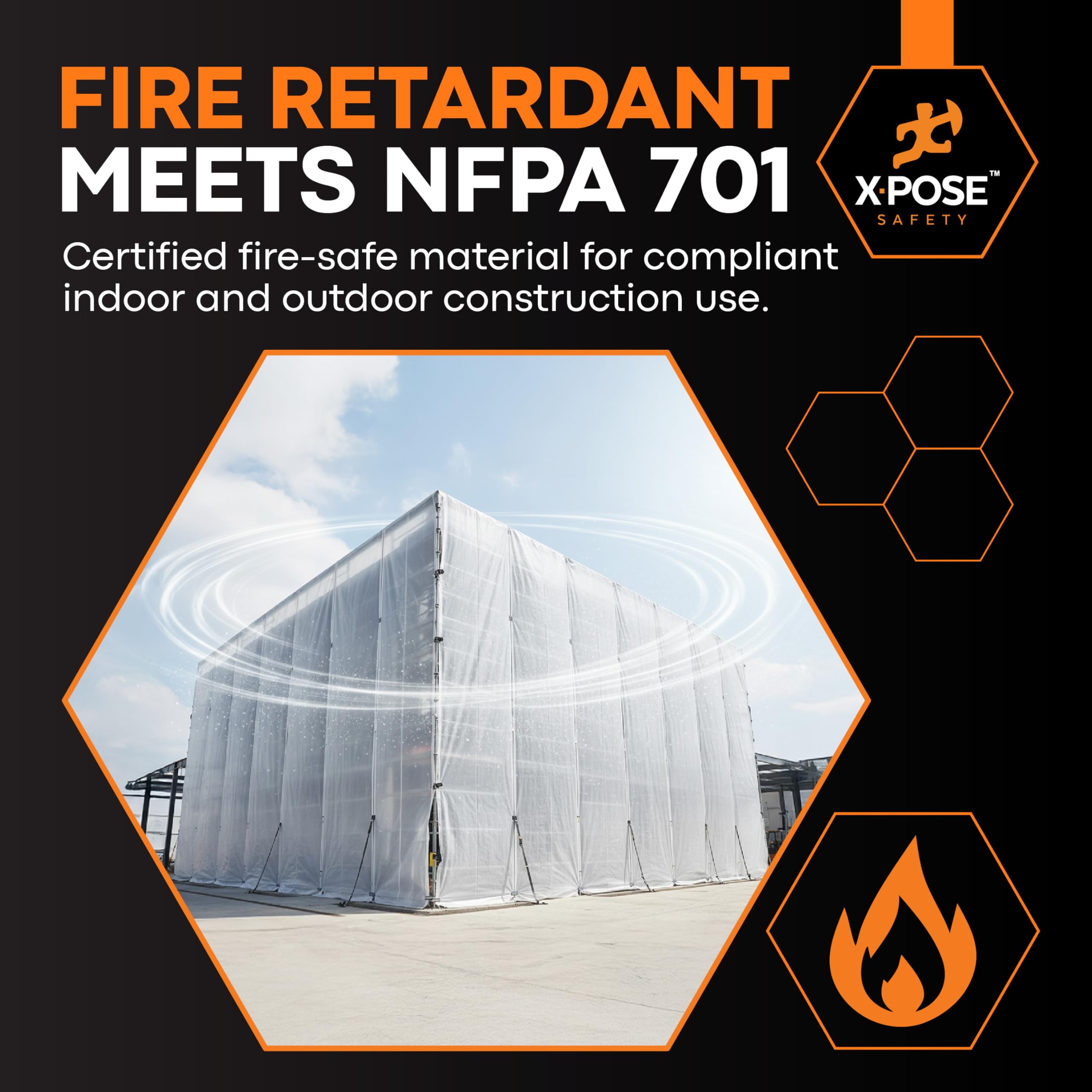 6 Mil White String Reinforced Poly Fire Retardant 20' x 100'