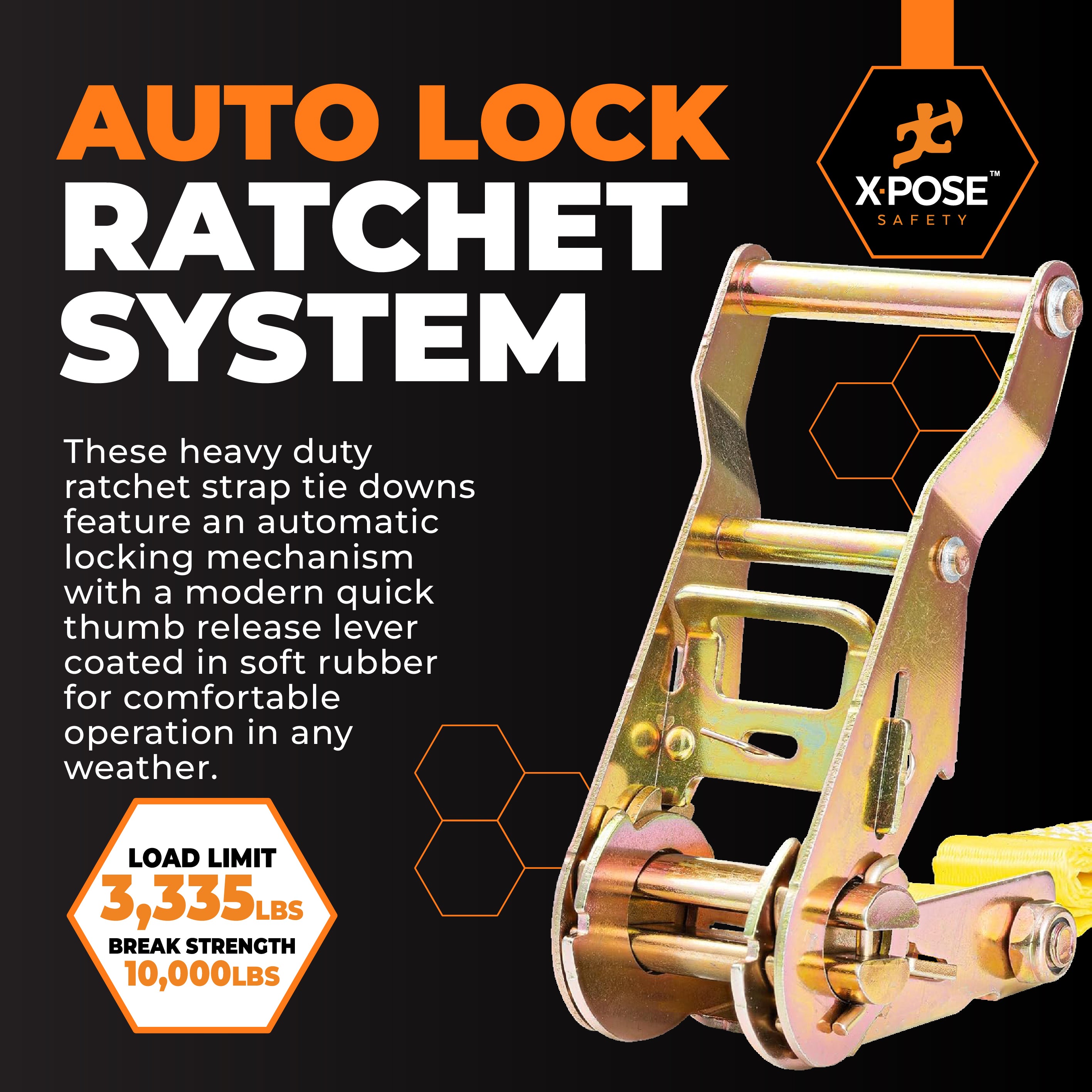 Heavy Duty Tie Down Ratchet Straps With Double S Hooks
