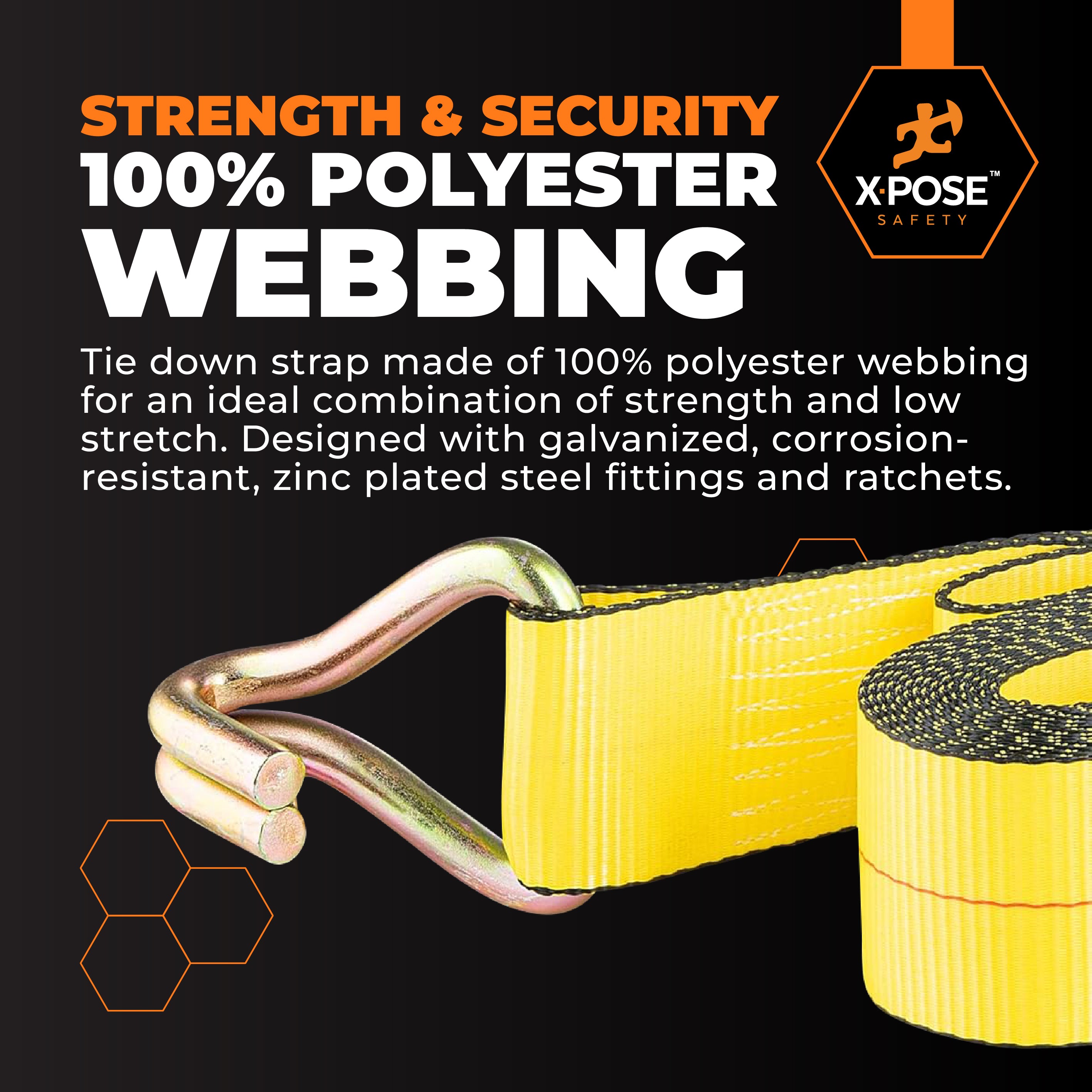 Heavy Duty Tie Down Ratchet Straps With Double J Hooks