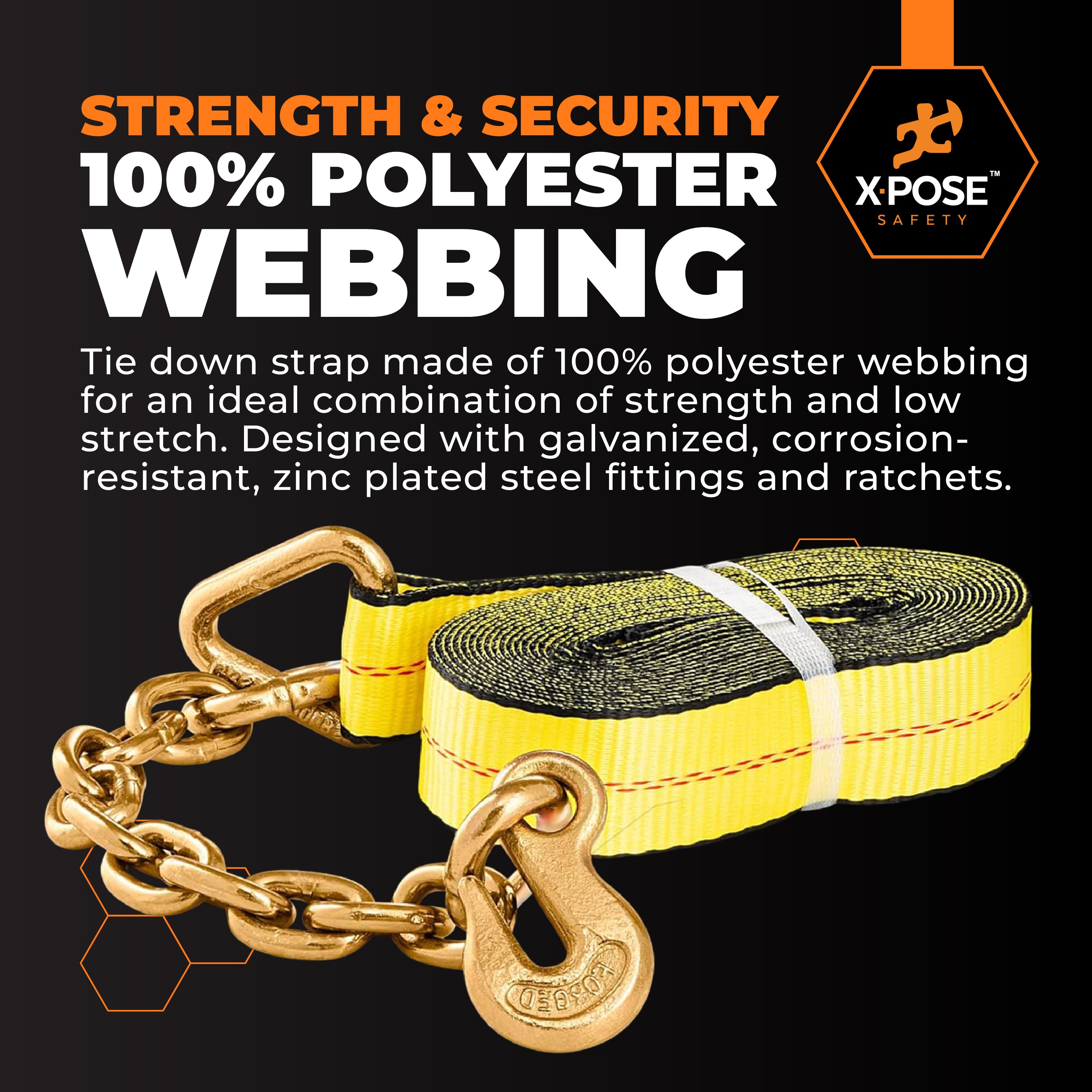 Heavy Duty Tie Down Ratchet Straps With Chain Grabs