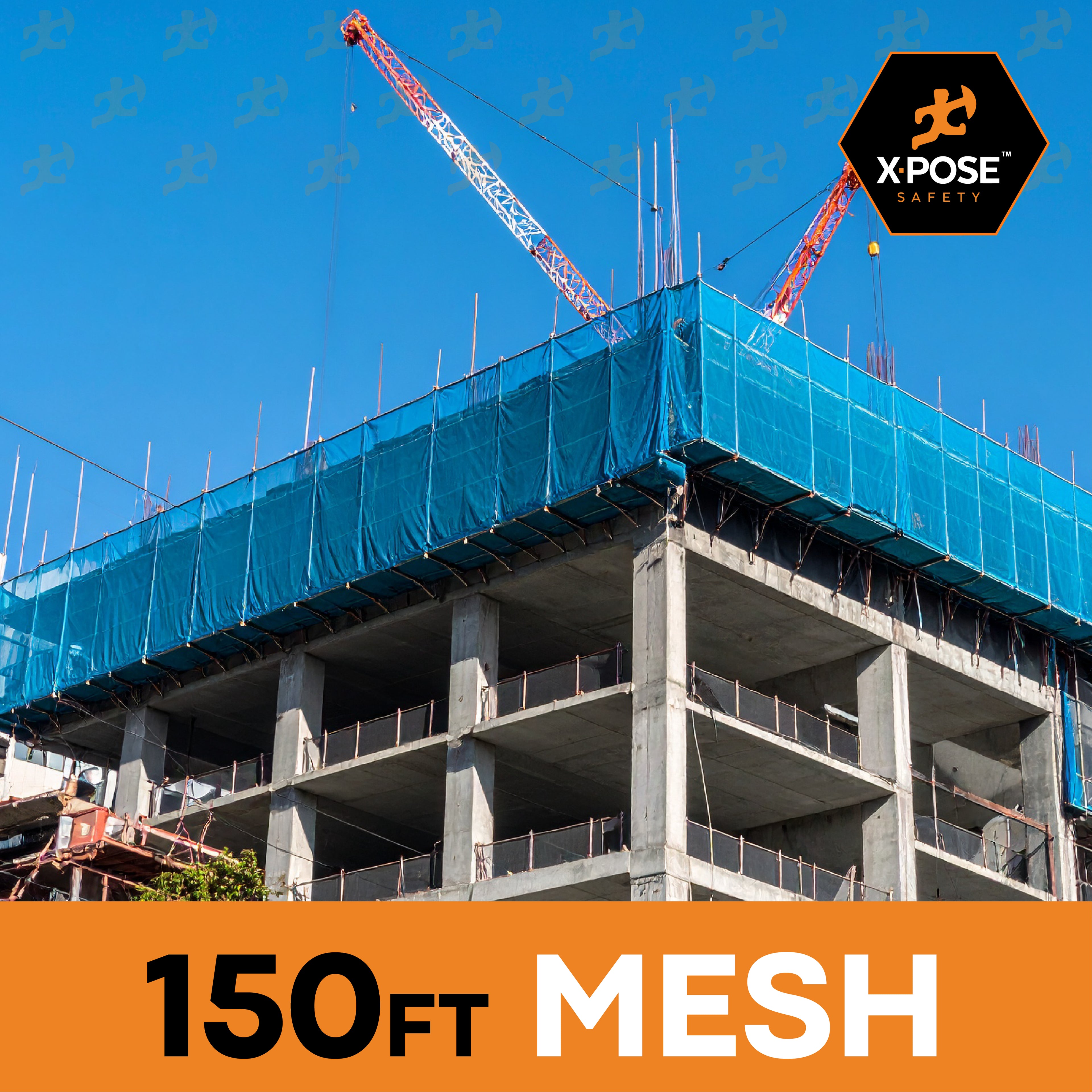 Heavy Duty Debris Safety Netting Fire Retardant Blue 1/4"