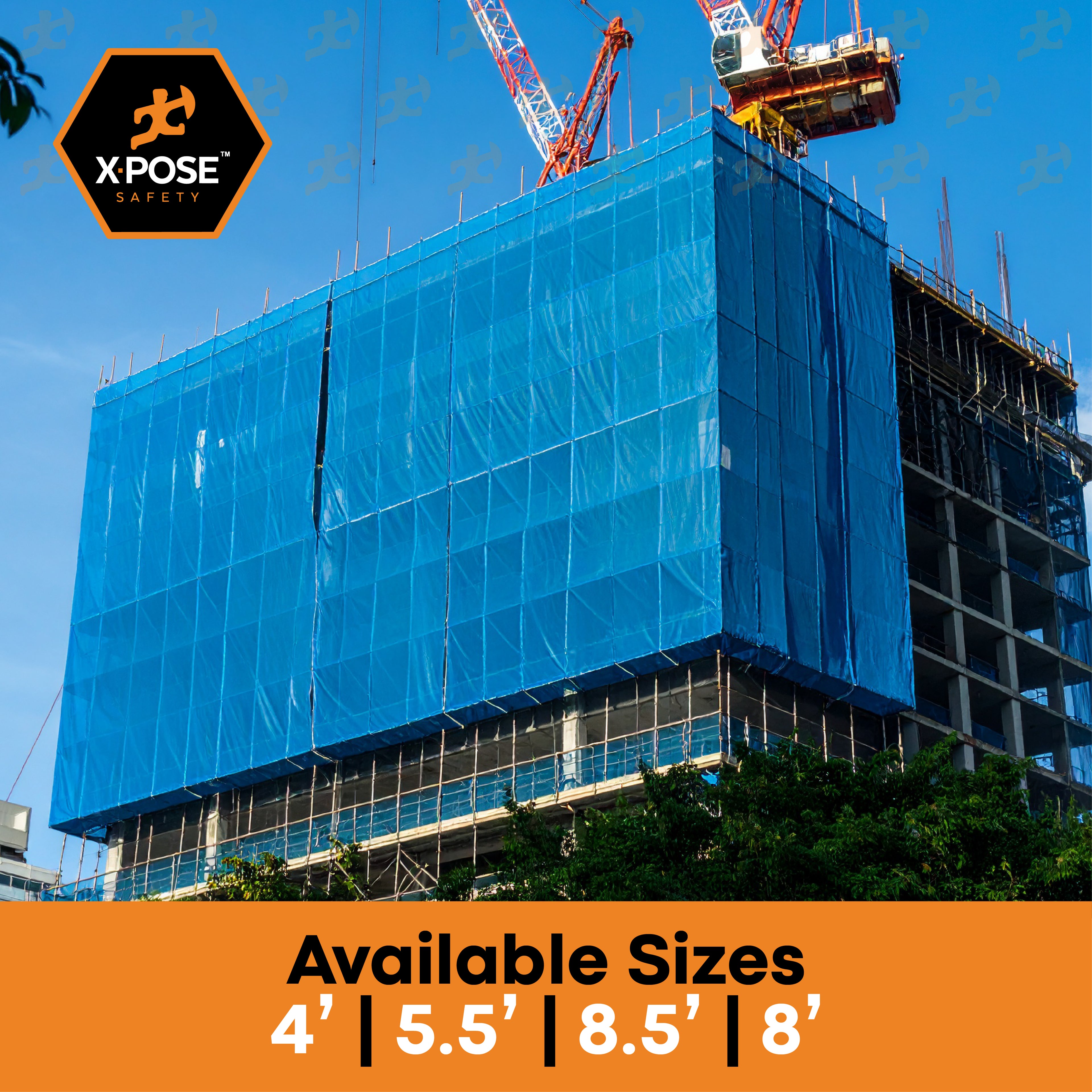Heavy Duty Debris Safety Netting Fire Retardant Blue 1/4"