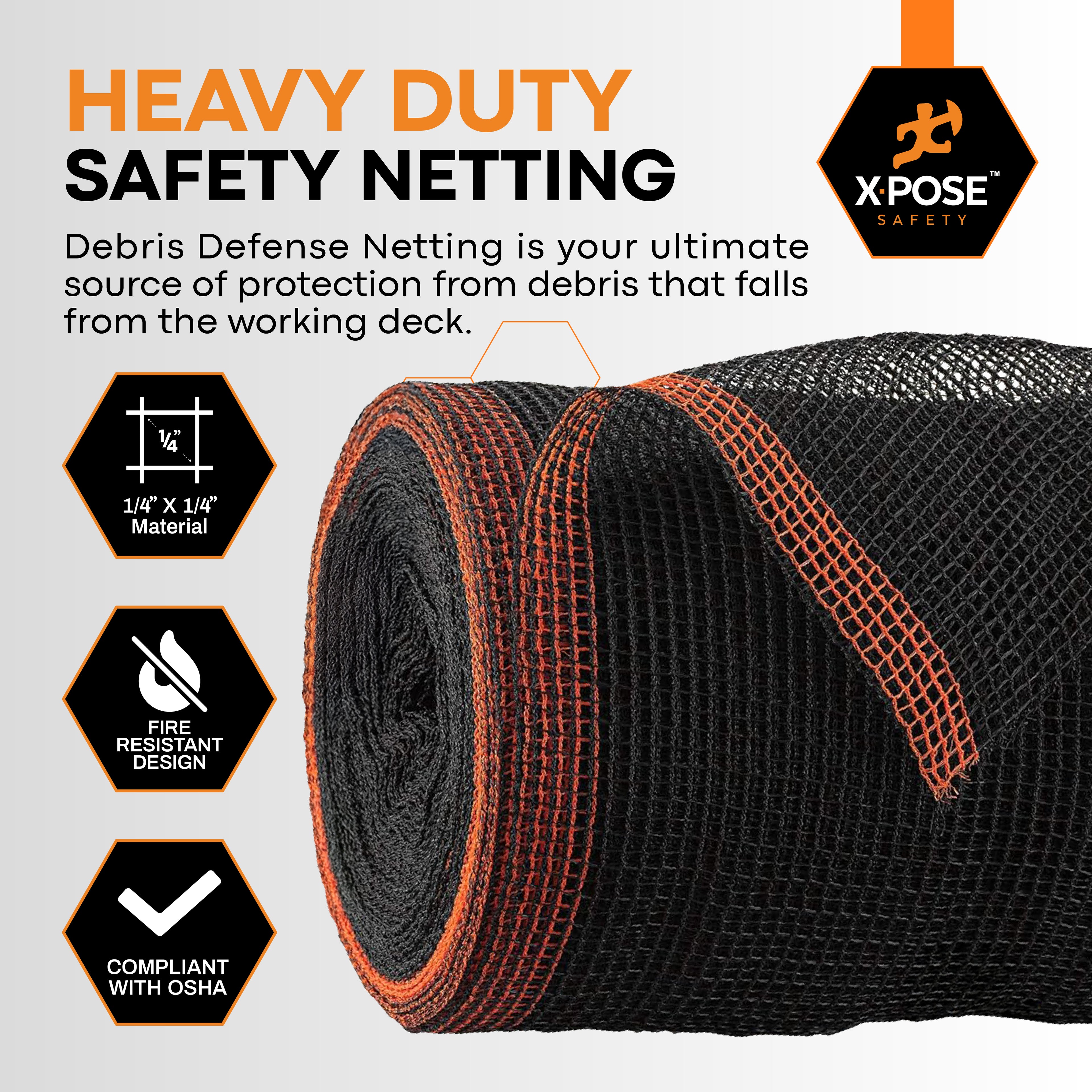 Heavy Duty Debris Safety Netting Fire Retardant Black 1/4"