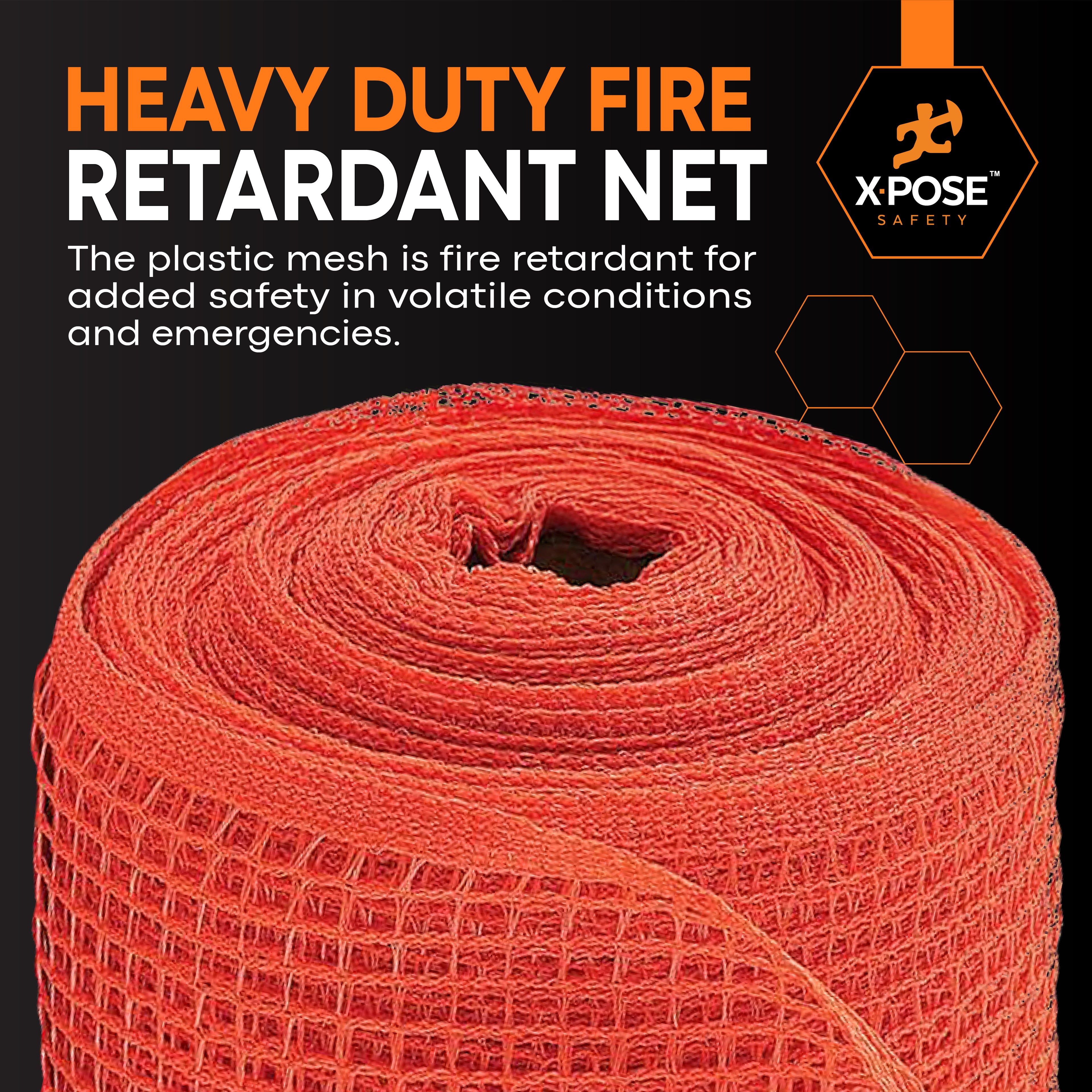 Heavy Duty Debris Safety Netting Fire Retardant Orange 1/4"