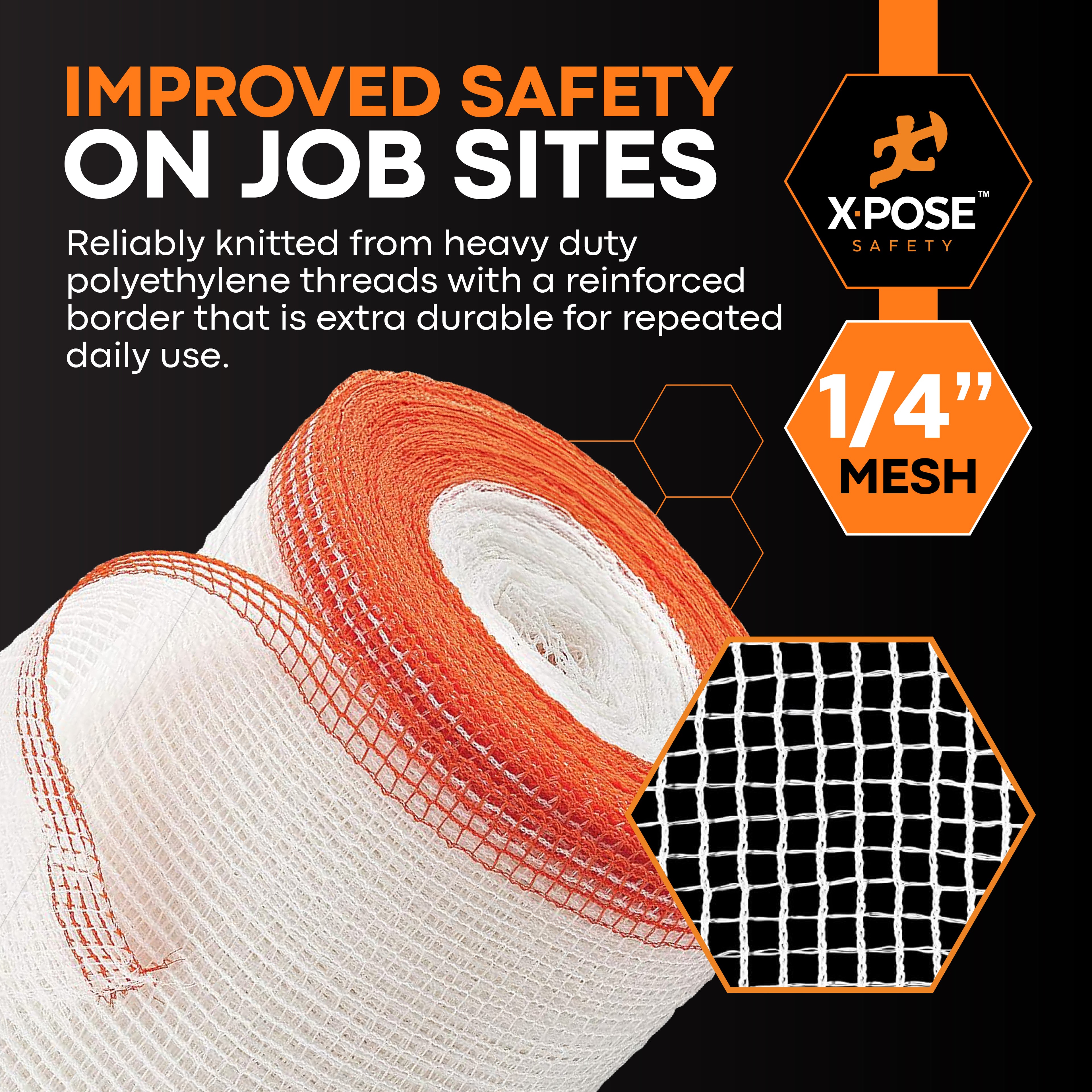 Heavy Duty Debris Safety Netting Fire Retardant White 1/4"