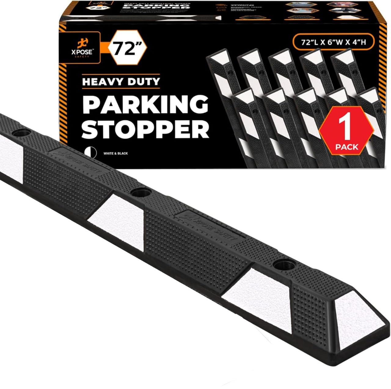 Heavy Duty Rubber Parking Curb Stopper 72 Inch