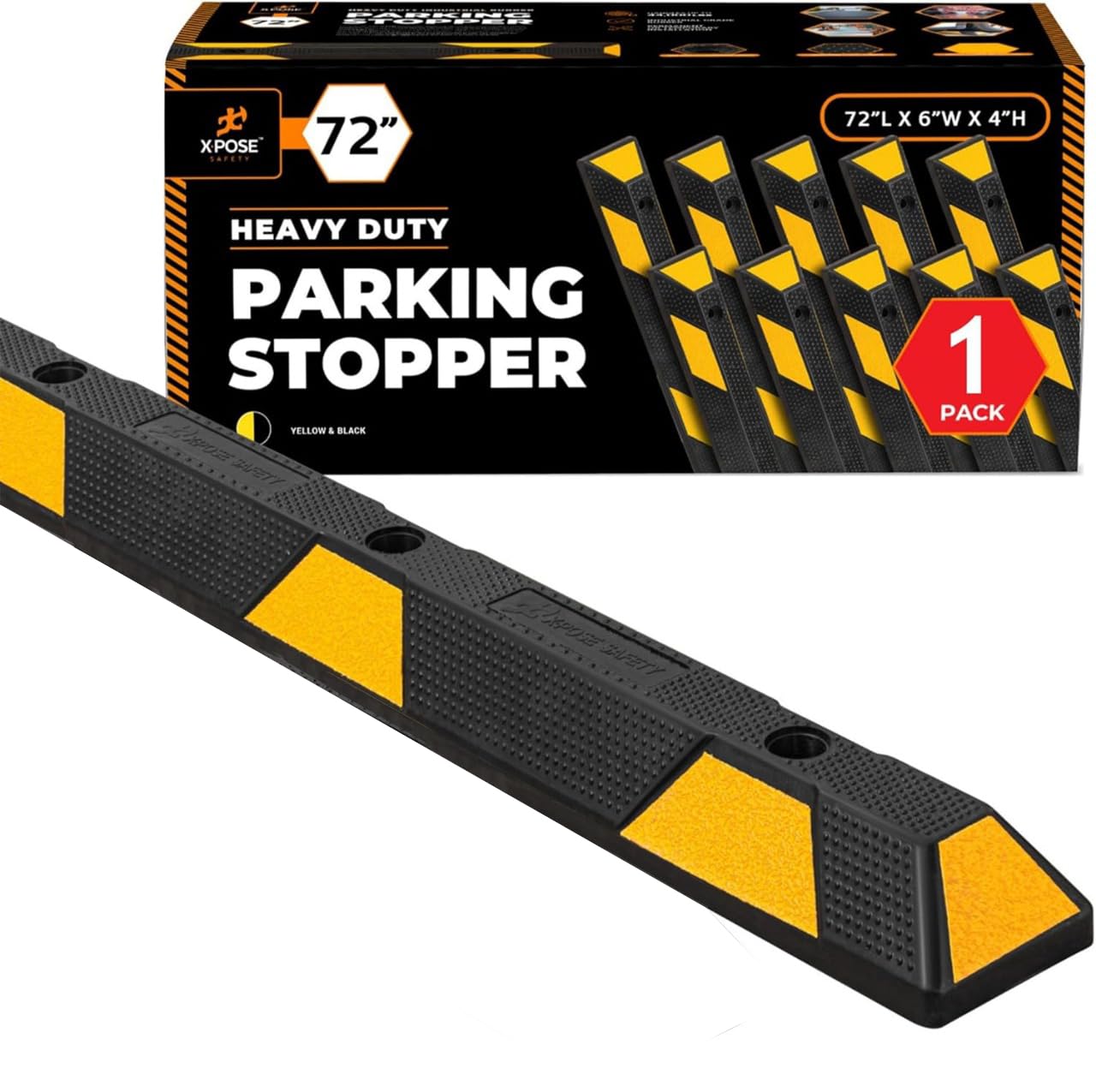 Heavy Duty Rubber Parking Curb Stopper 72 Inch