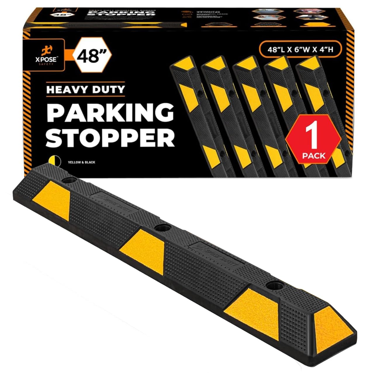 Heavy Duty Rubber Parking Curb Stopper 48 Inch