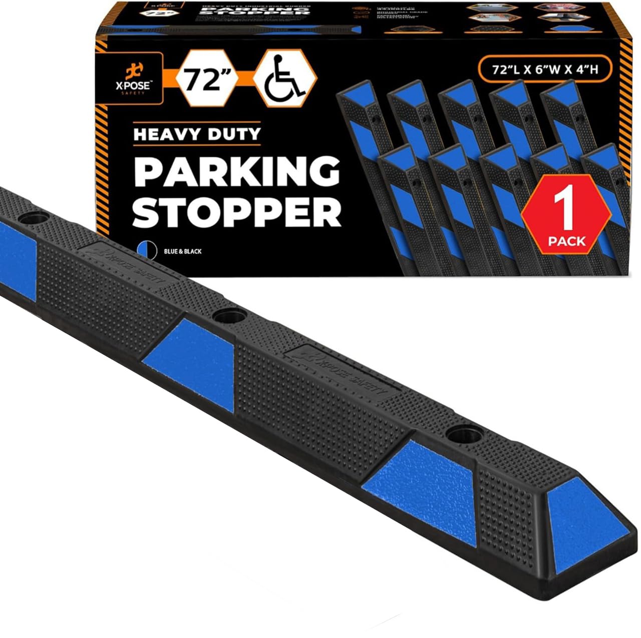 Heavy Duty Rubber Parking Curb Stopper 72 Inch