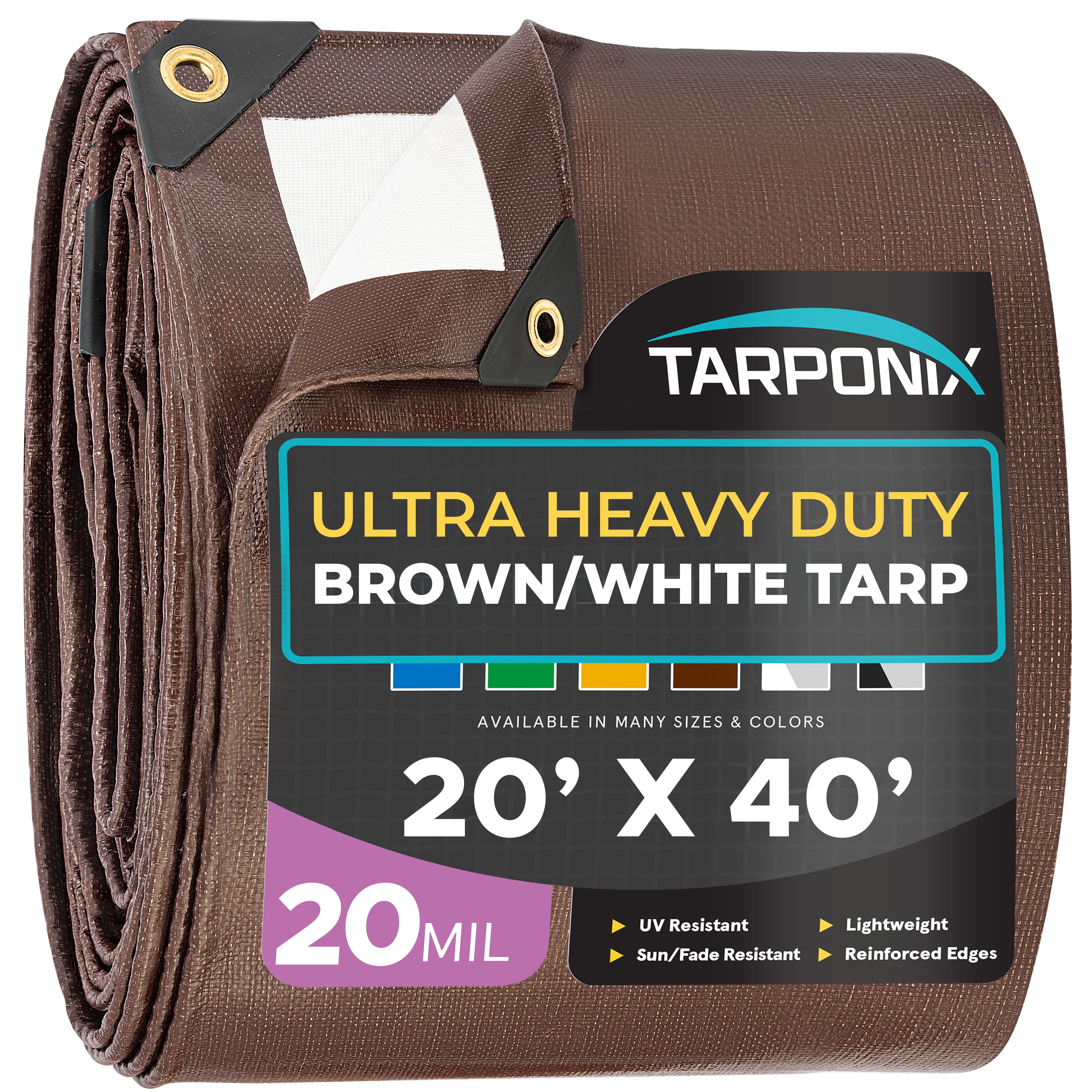 Tarponix - 20 Mil Brown/White Ultra Heavy Duty Poly Tarp