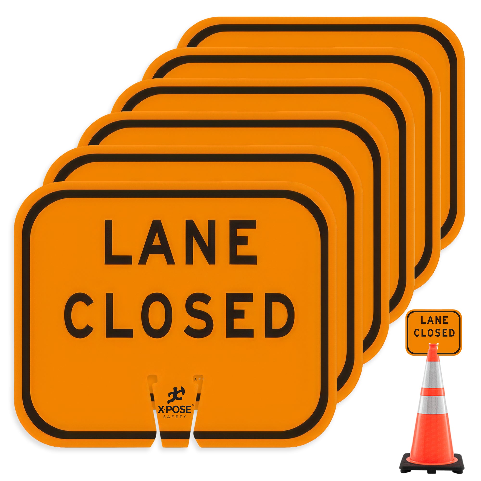 Lane Closed Clip-On Sign For Traffic Cone 12" x 10"