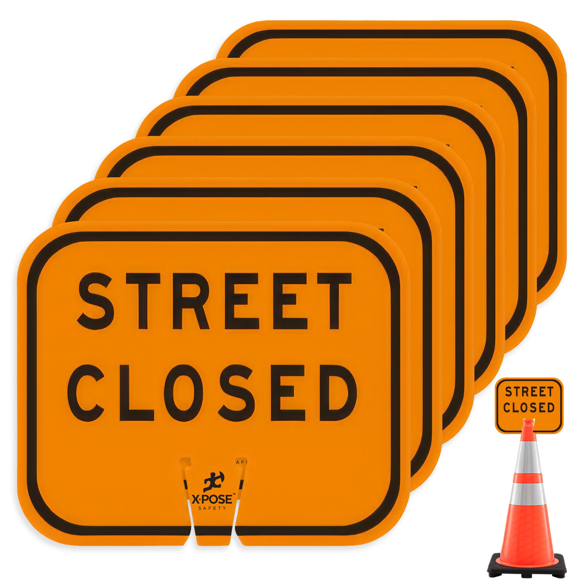 Street Closed Clip-On Sign For Traffic Cone 12" x 10"