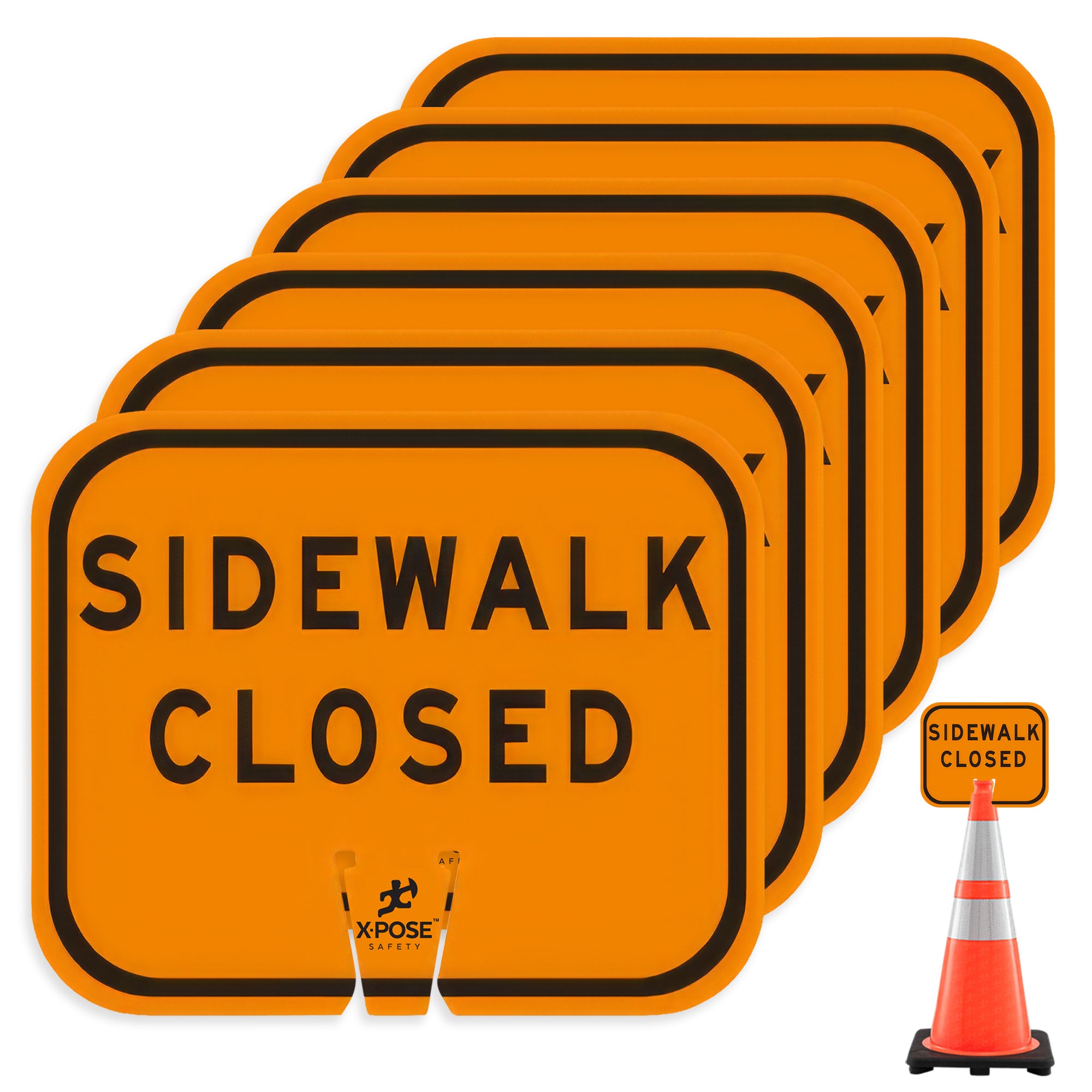 Sidewalk Closed Clip-On Sign For Traffic Cone 12" x 10"