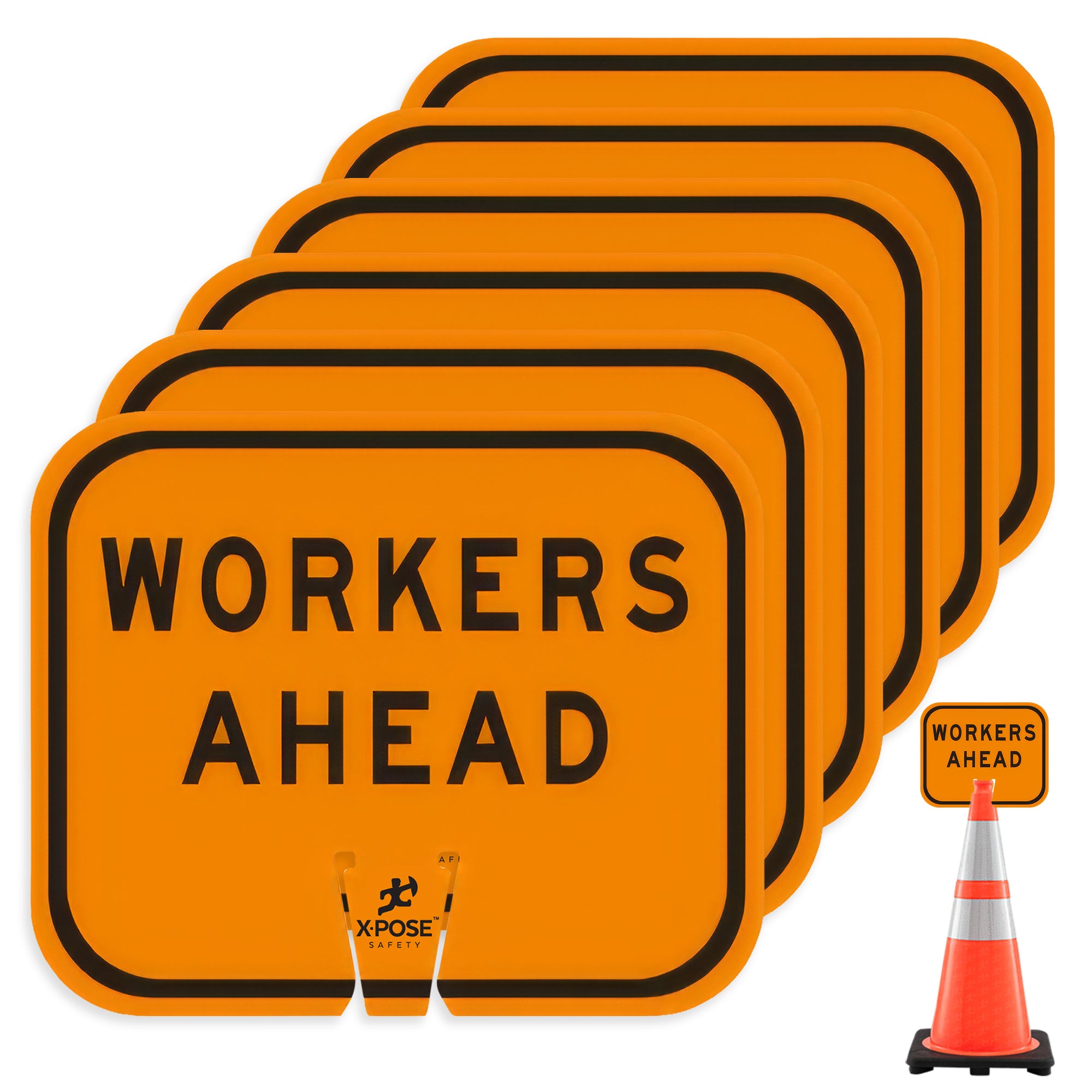 Workers Ahead Clip-On Sign For Traffic Cone 12" x 10"