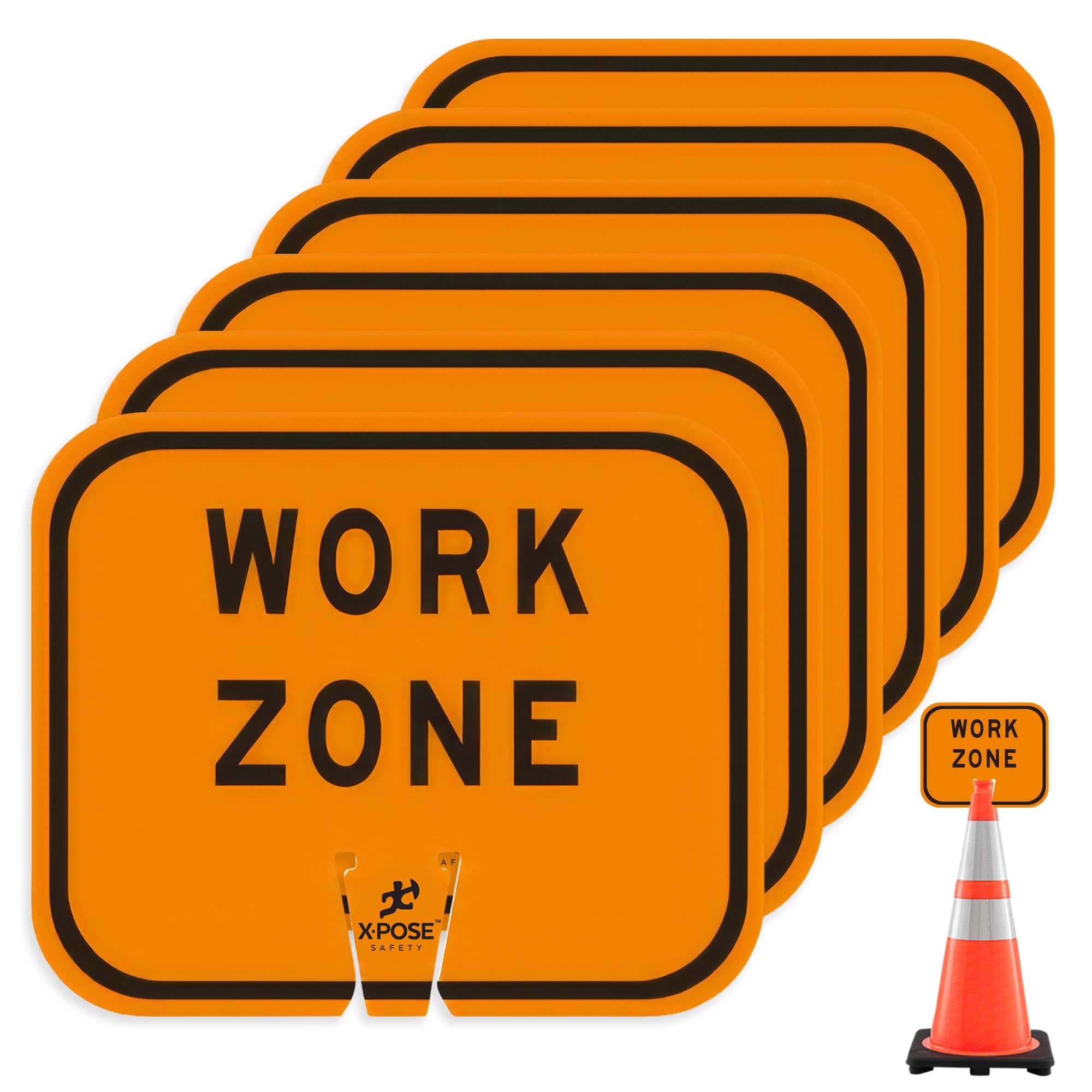 Work Zone Clip-On Sign For Traffic Cone 12" x 10"