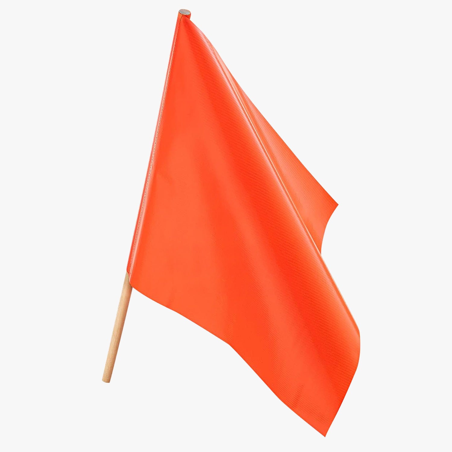 Orange Vinyl Safety Flags 18" x 18" With 24" Wooden Staff