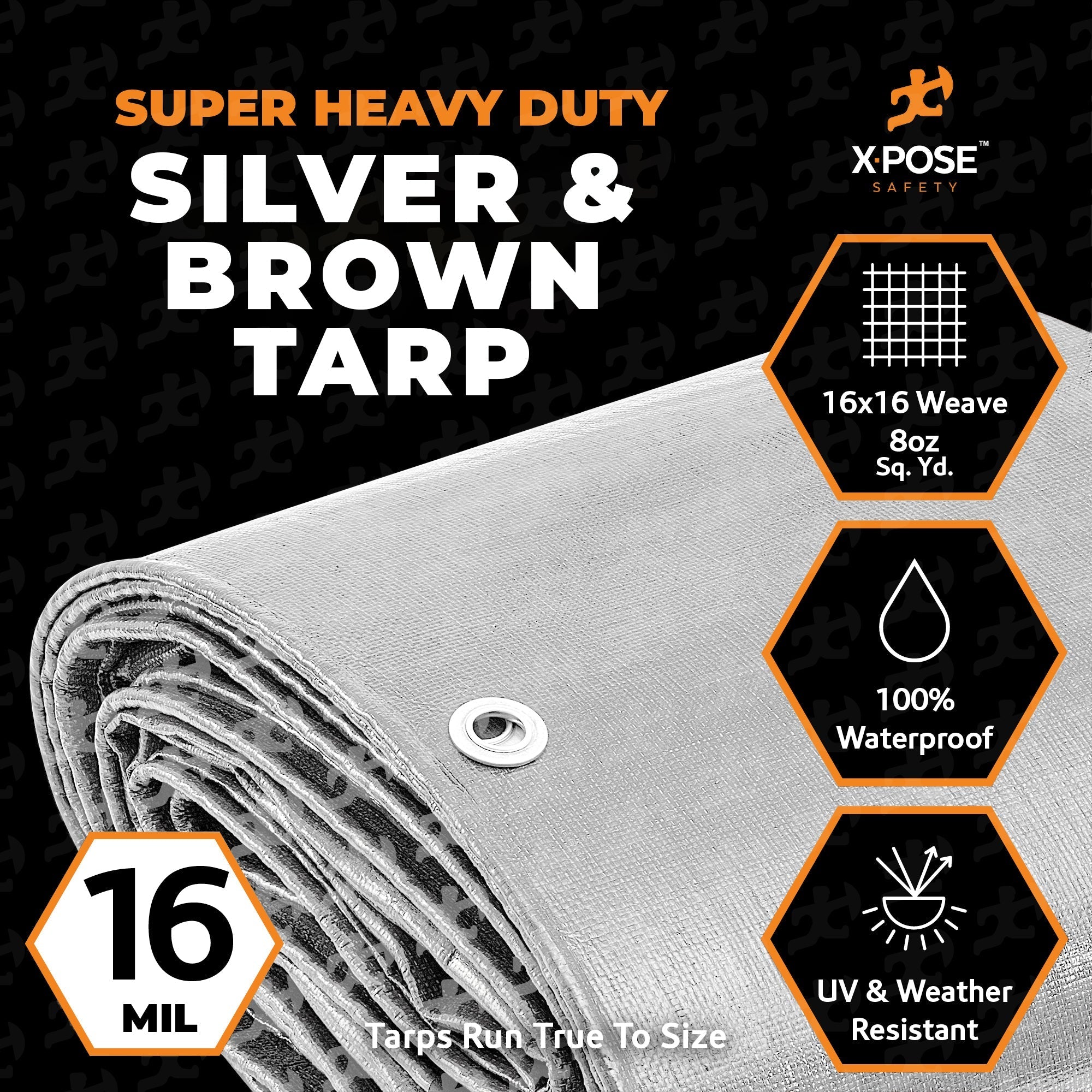 16 Mil Silver/Brown Super Heavy Duty Poly Tarps